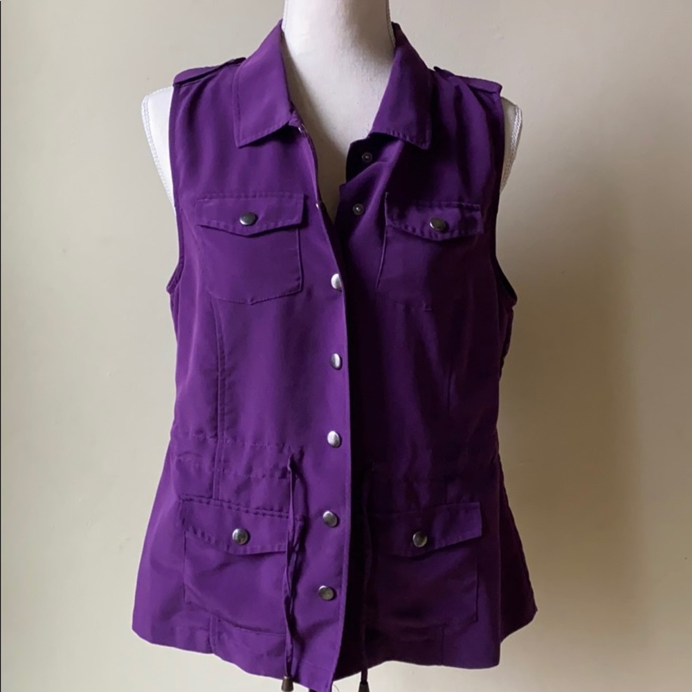 Christopher & Banks snap drawstring vest purple